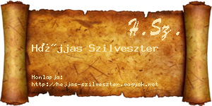 Héjjas Szilveszter névjegykártya
